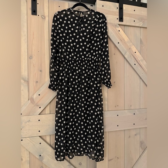 LIKE NEW Olivaceous Black Polka Dot Midi Dress - Picture 9 of 11